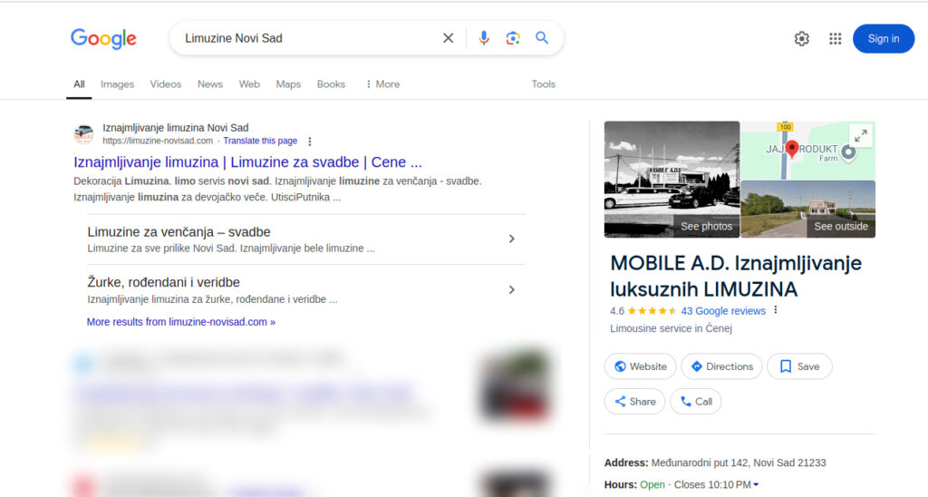 Limuzine Novi Sad Google